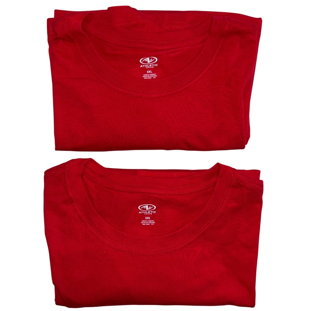 Athletic Works Mens 3XL Red Tri-Blend Crewneck Short Sleeve T-Shirt Lot Of 2 New